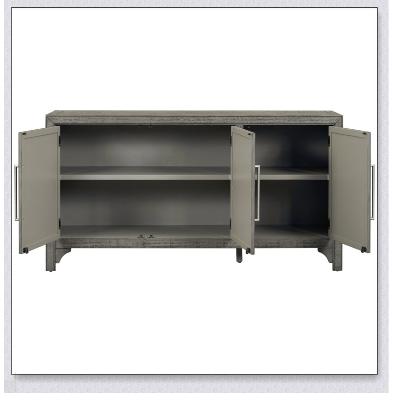Buffet de rangement élégant avec panneau de fibres à densité moyenne et placage de pin, tablettes réglables pour une utilisation polyvalente