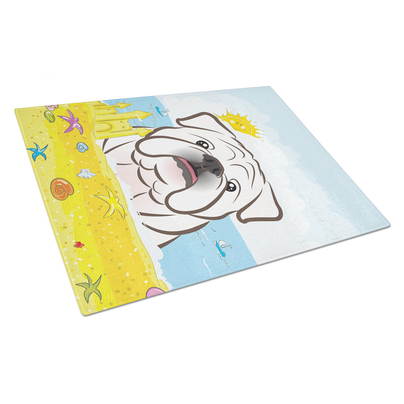 Planche à découper en verre trempé d’été caroline, Bouledogue anglais blanc