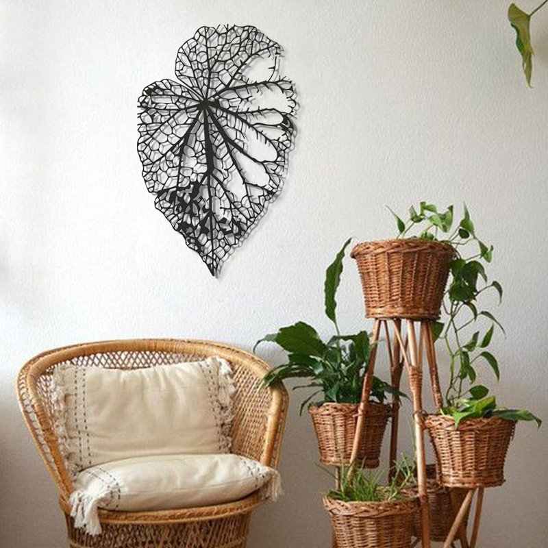 Élégant accessoire mural décoratif en métal, noir, 23,2 po x 37,0 po | Fabrication 100% acier, épaisseur: 0,06 pouce | Conception légère à 3,5 lb | Parfait pour la décoration intérieure et les espaces de bureau, durable et élégant