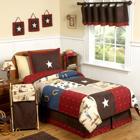 Wild West Cowboy Red Cotton Twin Bedding Set