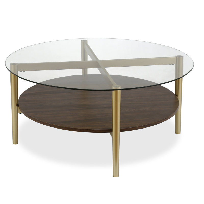 Four Leg Coffee Table with Storage, Walnut