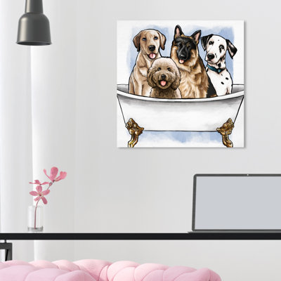 Bath and Laundry Big Pups in The Tub Graphic Art on Canvas