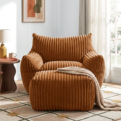 Compression Bean Bag Chair with Ottoman , Comfy Memory Foam Large Lazy Sofa