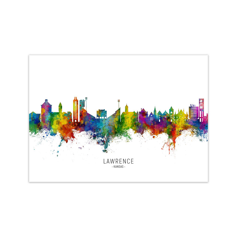 Lawrence Kansas Skyline by Michael Tompsett - Print, Unframed, 30cm H x 42cm W x 1cm D
