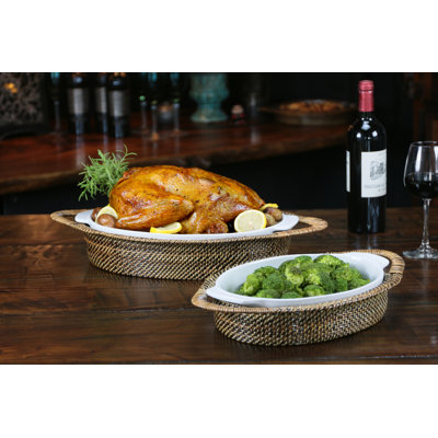 Oval Basket with Stoneware Casserole 4QT -  Calaisio, CAPRO11M+1224