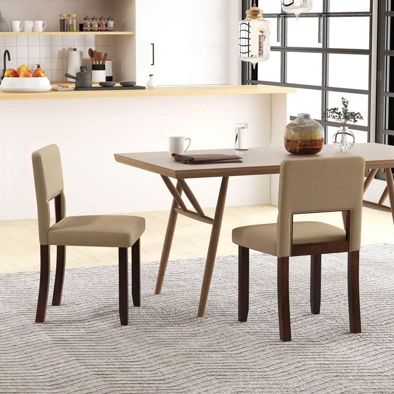 Ensemble de 2 chaises de salle à manger en bois Red Barrel Studio® avec assise et dossier rembourrés en bois d'acacia