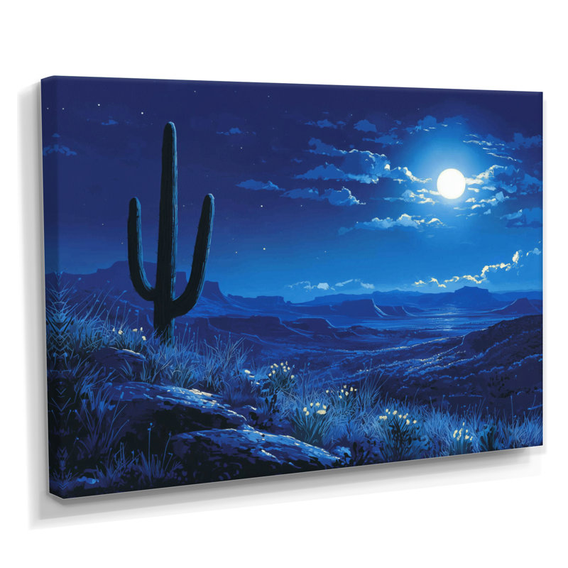 Marecz Saguaro Cactus sous les étoiles I - art mural cactus, H 30 po x l 40 po, Toile tendue, Ne s’applique pas