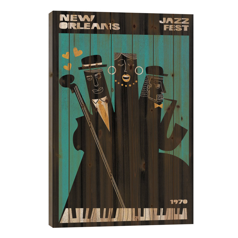 «Deshazo New Orleans Jazz Fest» par - Sans cadre, impression sur bois, H 26 po x l 18 po x P 1,5 po