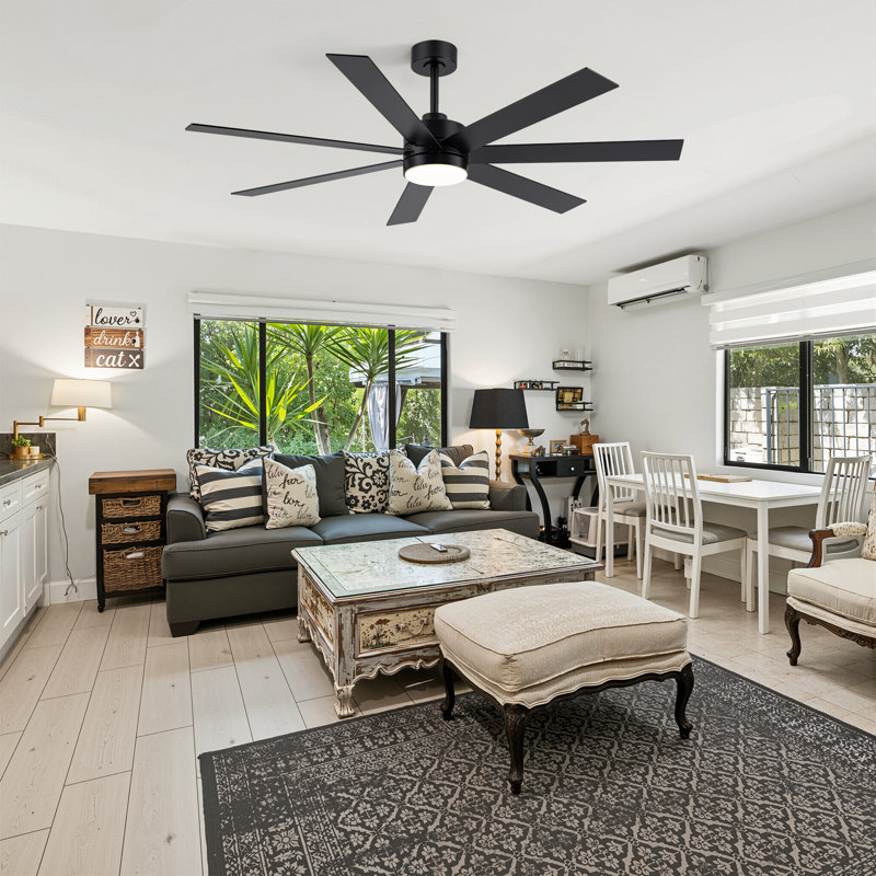 Grands ventilateurs de plafond de 62 pouces avec lumières et télécommande, moteur à courant continu silencieux, 3 ampoules à DEL, éclairage à DEL à intensité variable, ventilateur de plafond moderne pour le salon, le patio, intérieur / extérieur