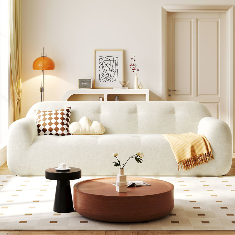 Chenille 3 places avec coussins, conception en mousse complète, profondeur d'assise de 23,6 po, idéal pour les soirées de détente, mousse, confort seul