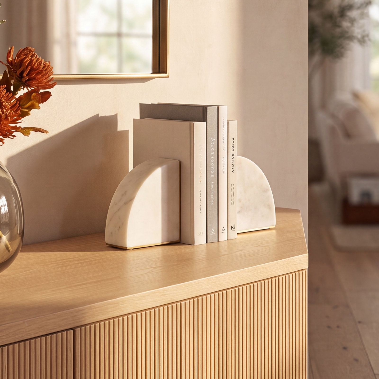 Nata White Marble Bookends