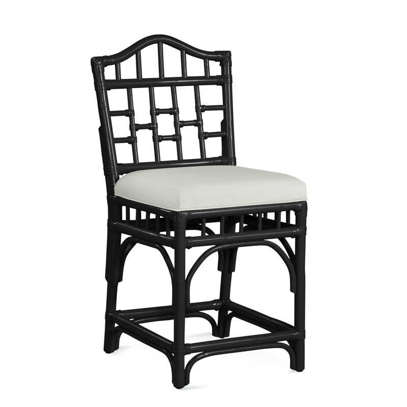 Chippendale Upholstered Stool, Black, Elite Ivory; 0321-91