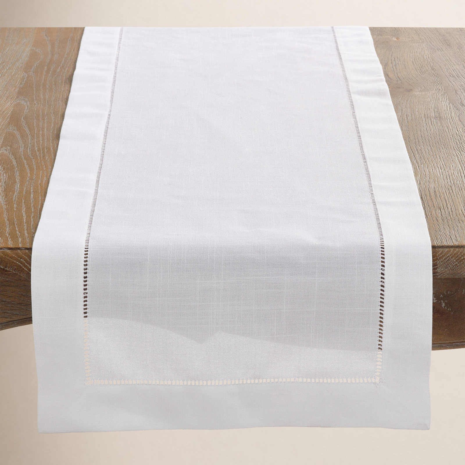 Emmeline Table Runnner, White, 90" L x 16" W