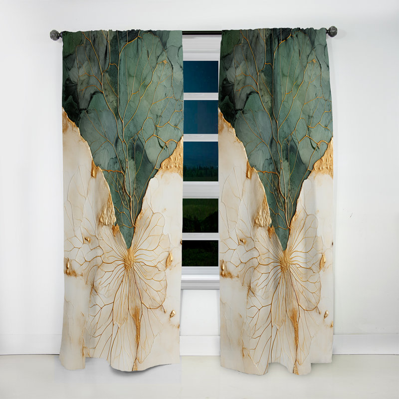 Green Gold Minimalism Potteries I - Modern Curtain - Velvet Room Darkening - 1 Panel, 52" W x 95" L