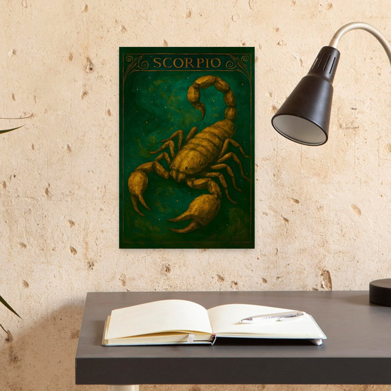 Mystical Golden Scorpio Mystical Abstract Contemporary Scorpion Nature Landscape Wall Art Print 1 Piece Wrapped Canvas Wall Art