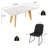 7-Piece Luxury Dining Set, White Marble-Look MDF Table with Gold Metal Legs & 6 Tufted PU Chairs for Kitchen & Dining Room-116826525-116826527