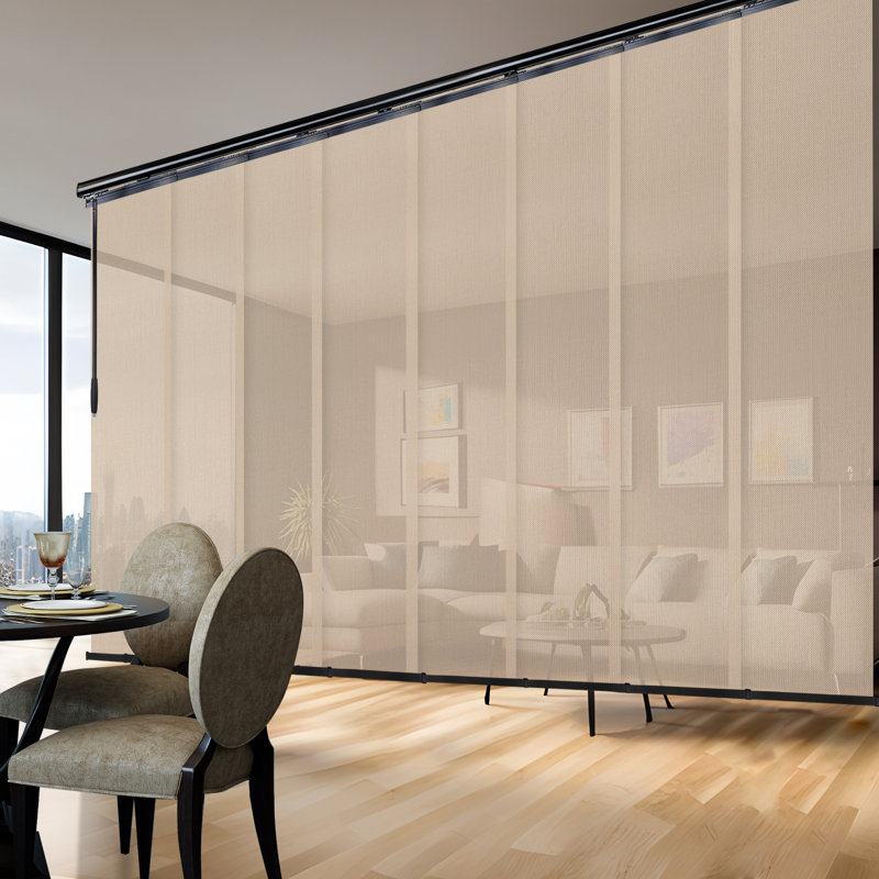 Rail double extensible 8 panneaux de 130 à 175 po x H 94 po Apricot, largeur de panneau 23,5 po, Noir, L 116 po x L 175 po