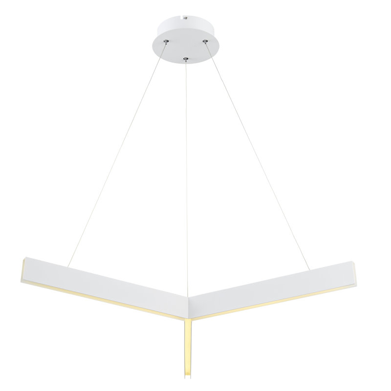 3-Light White LED Chandelier With Acrylic Diffusers, White