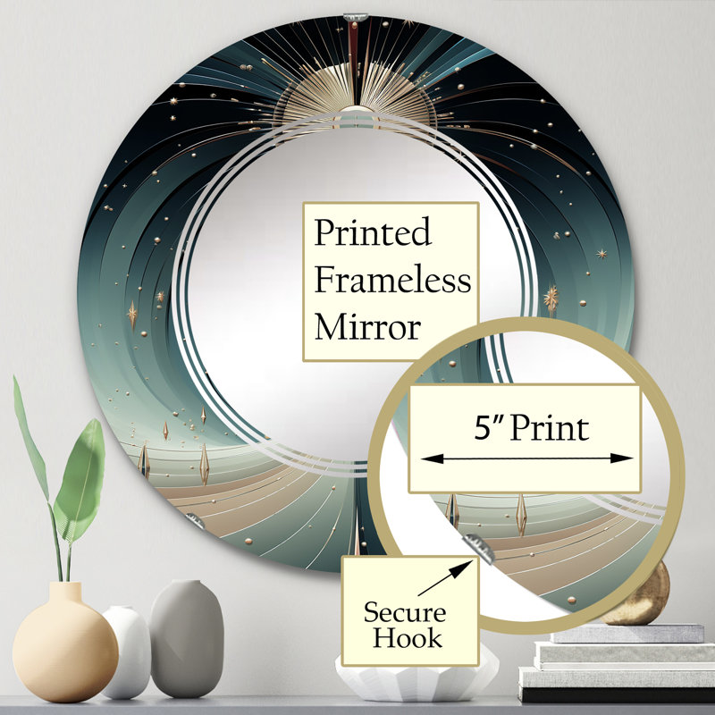 Pergamos - Miroir mural moderne rond, 24 po x 24 po