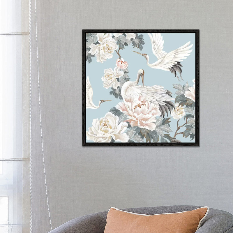 Chinese Silk II by Eva Watts - Painting on Canvas, 66.04cm H x 66.04cm W x 3.81cm D, Black Framed