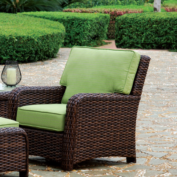 Chaise de patio avec coussins Chorio, Sunbrella® ‑ Dupione péridot, Espresso