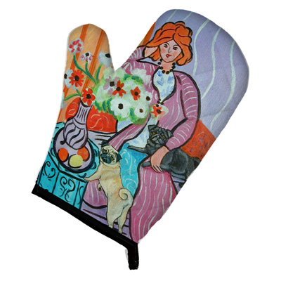 Caroline's Treasures Lady With Her Pug Polyester Oven Mitt