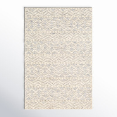 Tribeca Blue Cream Flatweave Geometric Wool Rug