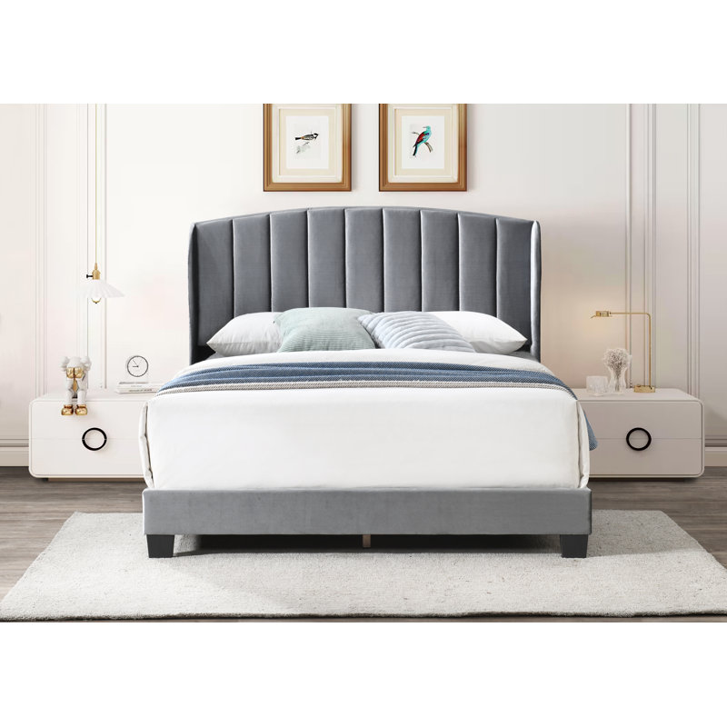 Shelby Channel Tufted Wingback Bed Upholstered Bed, Full