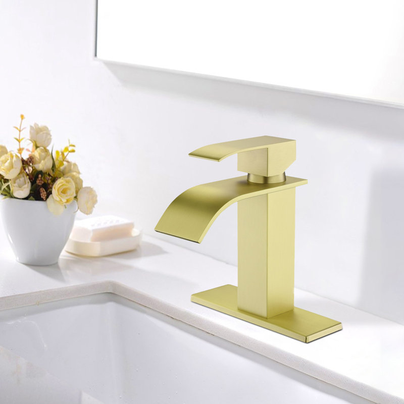 Robinet de salle de bain à un trou, Or brossé