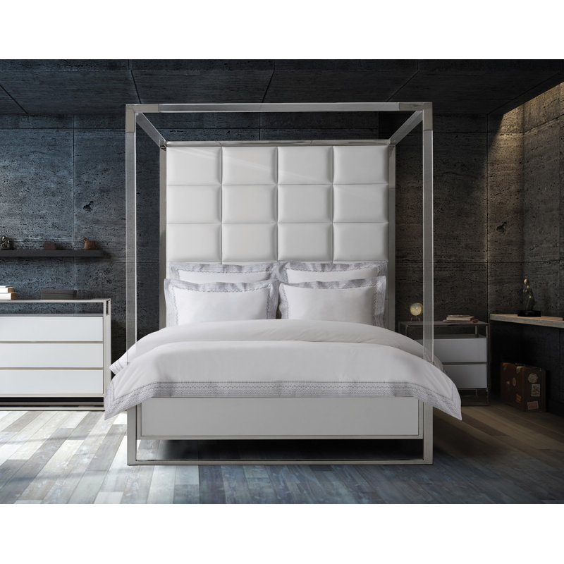 State St. Canopy Bed - Satin White, California King