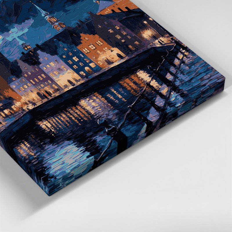 Art mural sur toile gris avec villes de Suède, H 16 po x l 20 po