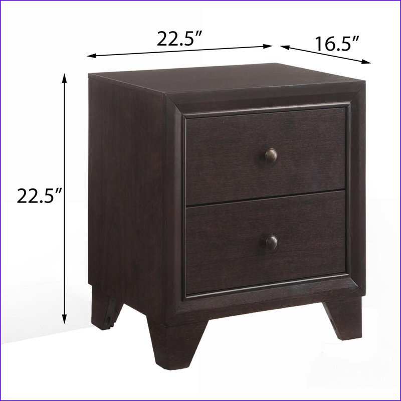 Table de chevet 2 tiroirs avec rangement Espresso