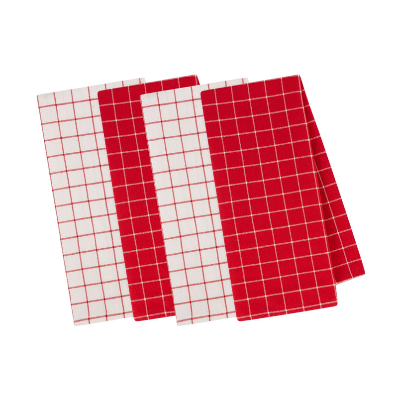 Printed Microfiber Dishtowel Set/4, Red
