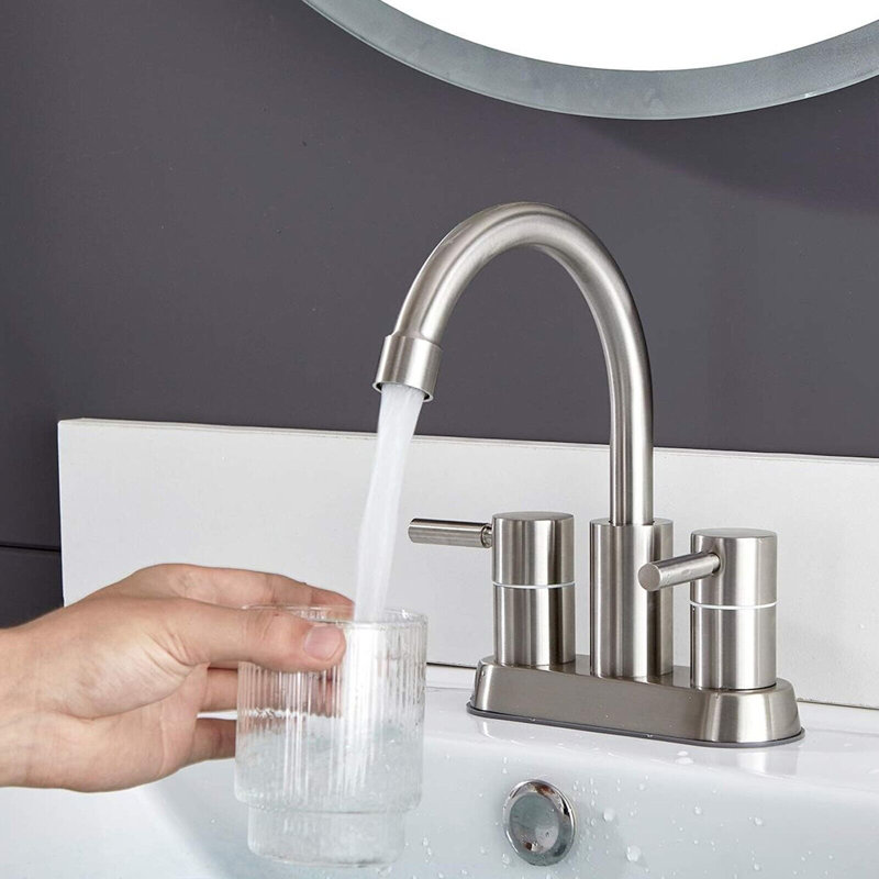 2-handle Bathroom Faucet with Drain Assembly