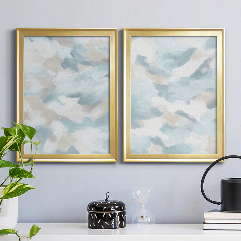 Sky Sweep I - ensemble de 2 peintures sur toile encadrées, Cadre doré, H 30,5 po x l 45 po x P 1 po