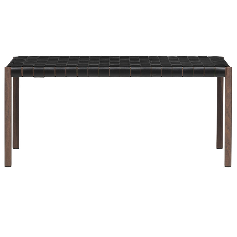 Table d'appoint en cuir 40 po Fritz, Noir / Noyer