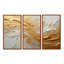 Or et beige, peinture à vagues douces - formes abstraites, ensemble d'art sur toile-111764836-111764841