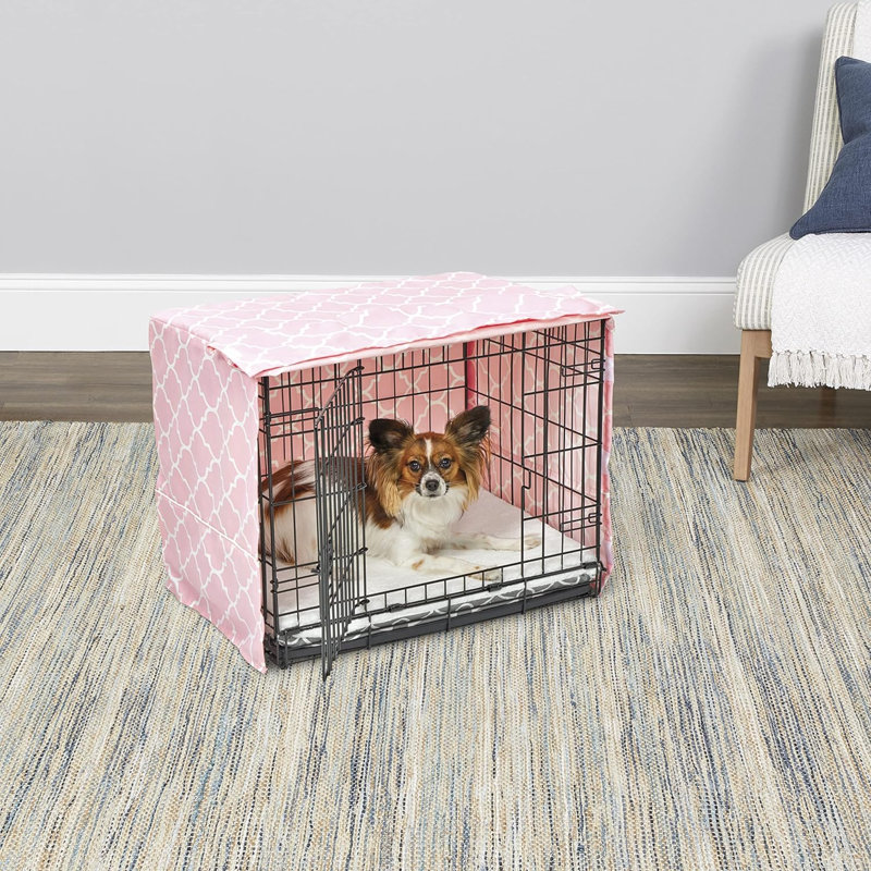 Emaleah Polyester Pet Crate Cover, Pink, 19”H x 18”W x 24”D