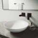White Matte Stone Round Vessel Bathroom Sink