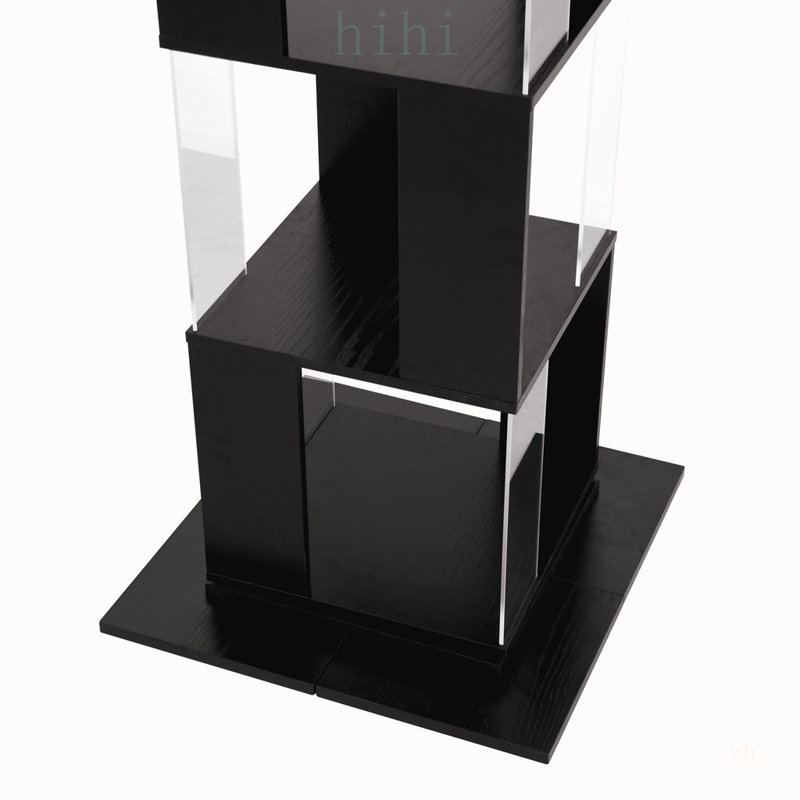 Bibliothèque rotative à 6 niveaux avec plaque en acrylique, support de plancher multifonctionnel pour le salon et le bureau, base anti-bourre