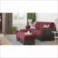 Repose-pieds moderne avec rangement, microfibre de polyuréthane rouge bourgogne / noir | Click-clack pour studio / dortoir / salon | Noyer brun | Bois