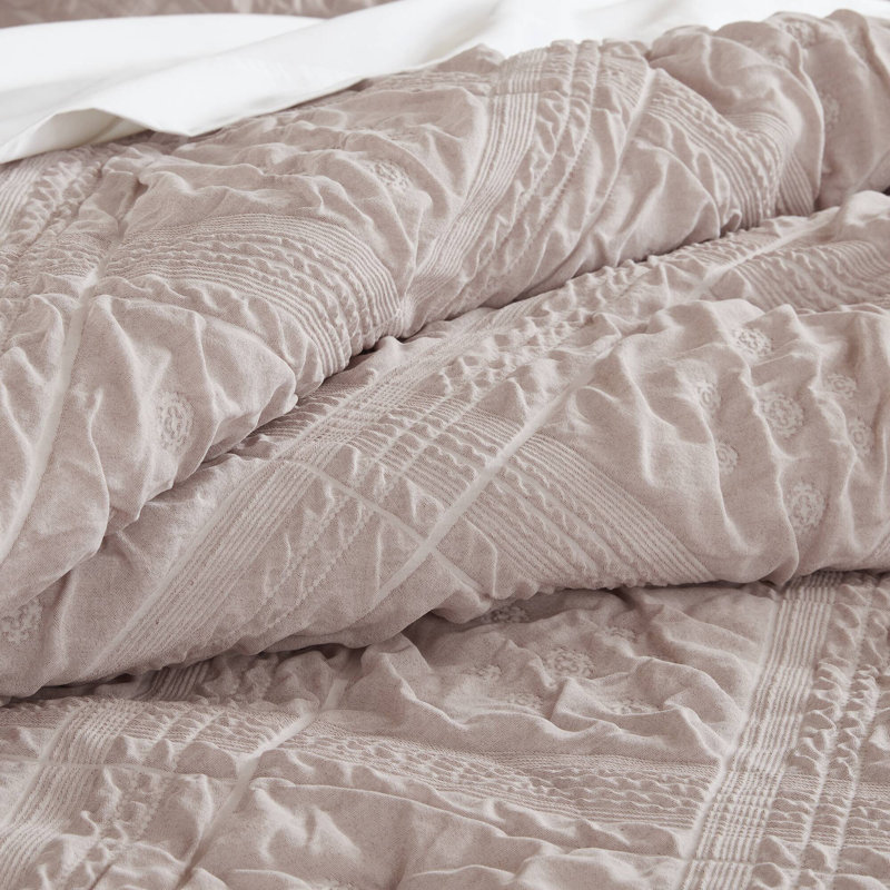 Jacquard sculpté Mona, 5 pièces Ensemble d'édredon, Édredon très grand lit et 4 pièces incluses