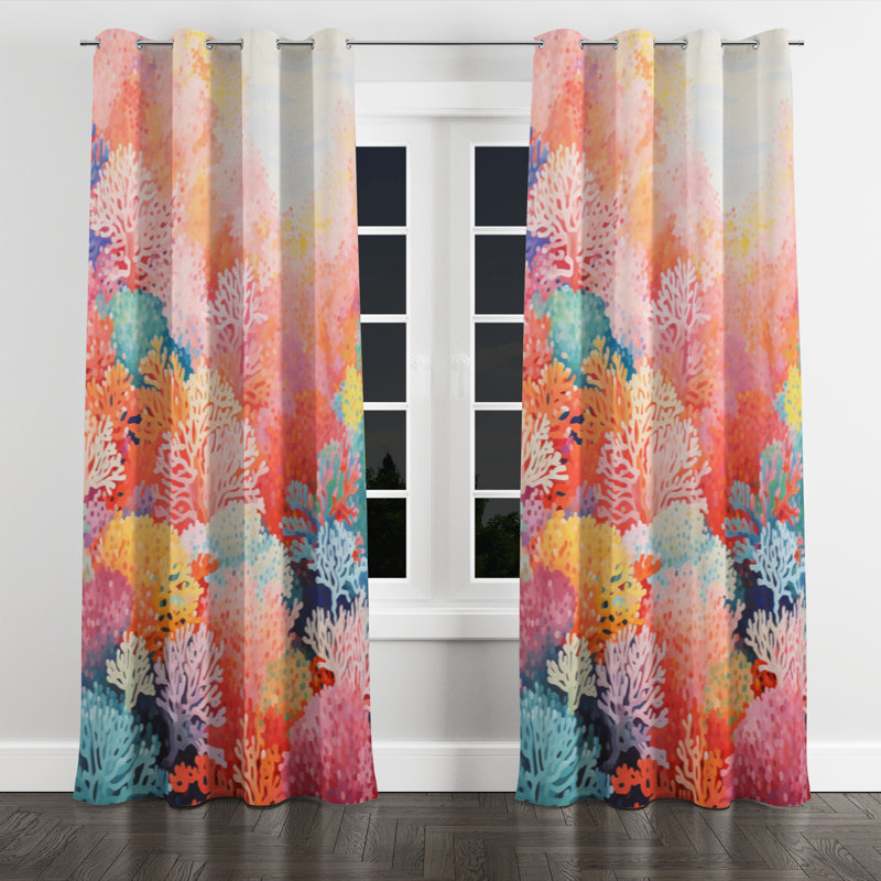 Gaubert Coral Reef Barrier Expression I - Nautical Grommet Curtain - Velvet Room Darkening - 1 panel, 52" W x 63" L