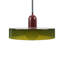 Luminaire suspendu réglable 1 lumière de style Mid-Century moderne, abat-jour en verre vert olive avec accent rouge, luminaire suspendu pour îlot de cuisine, salle à manger, salon-1105811254