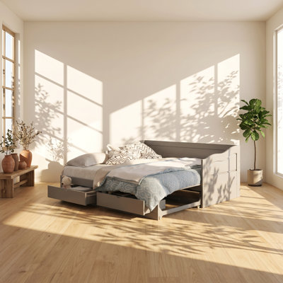 Lit de jour extensible en bois massif l 76,4 po x P 78,2 po H 29,1 po Harlan