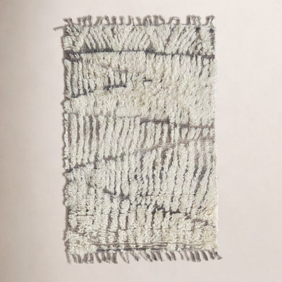 Ivory Hand-Knotted Geometric Rug