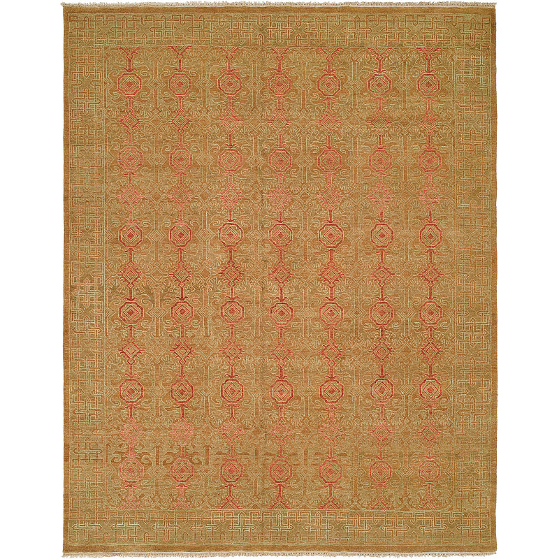 Gyula Wool Oriental Area Rug in Beige/Red, Rectangle 6' x 9'