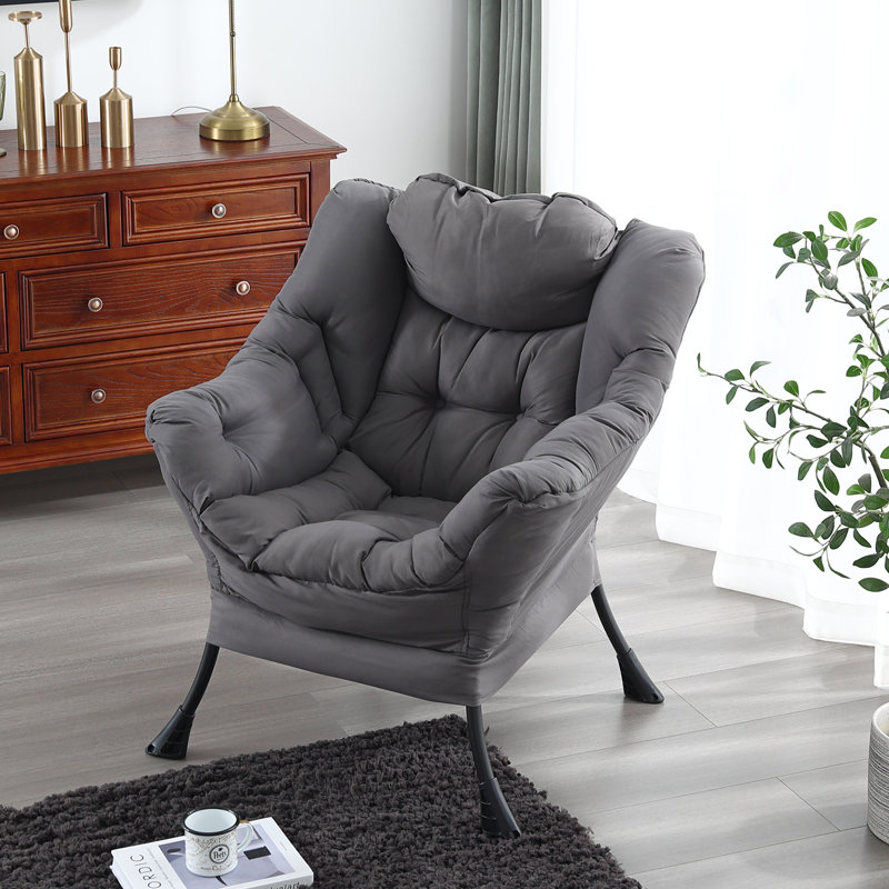 Fauteuil paresseux et rembourré Abramson, Gris foncé - coton simple, Non
