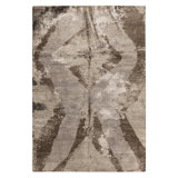 Hand Knotted Silk Area Rug in Light Brown And Nutmeg