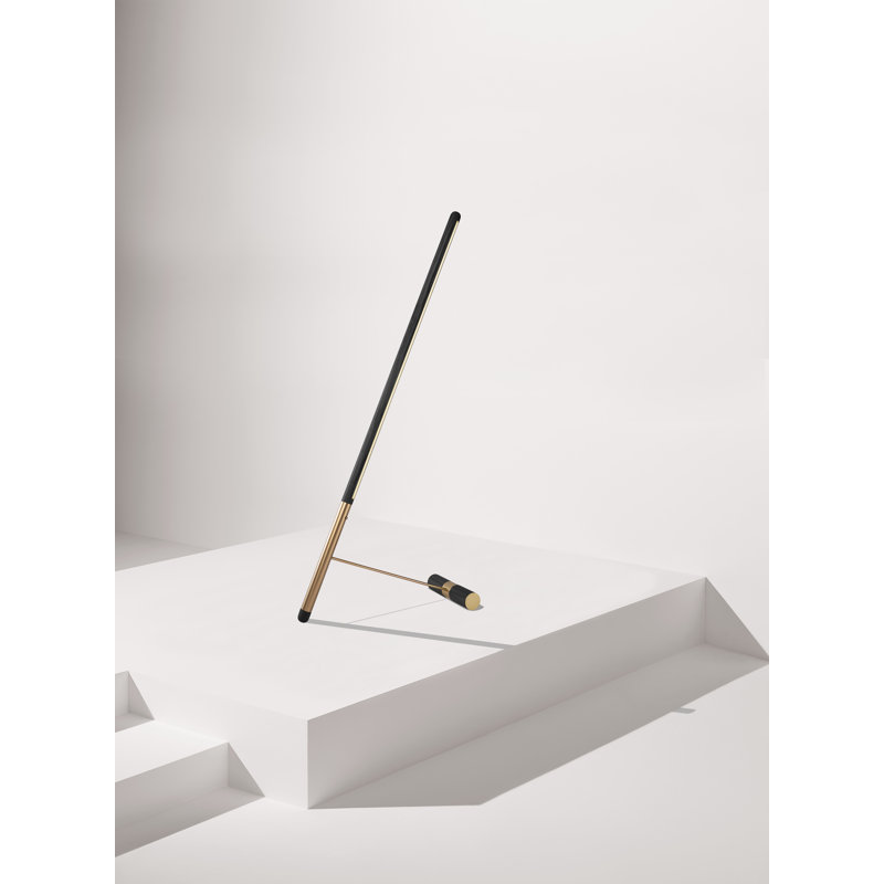 Linea LED Floor Lamp, Brass, Black Ash